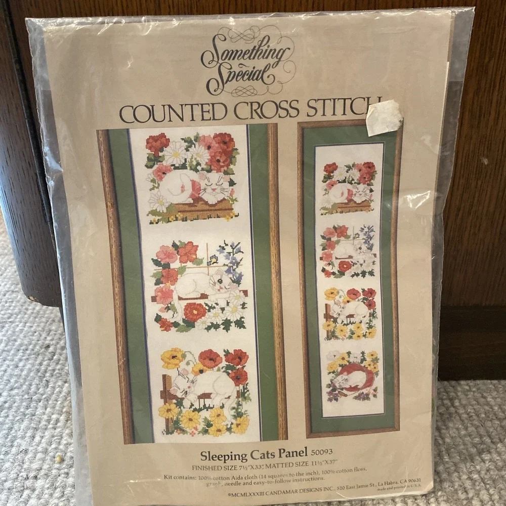 Something Special Sleeping Cats Panel 50093 Counted Cross 1983 Kit NOS 7.5x33